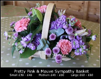 Pretty Pink & Mauve Sympathy Basket