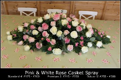 Pink & White Rose Casket Spray